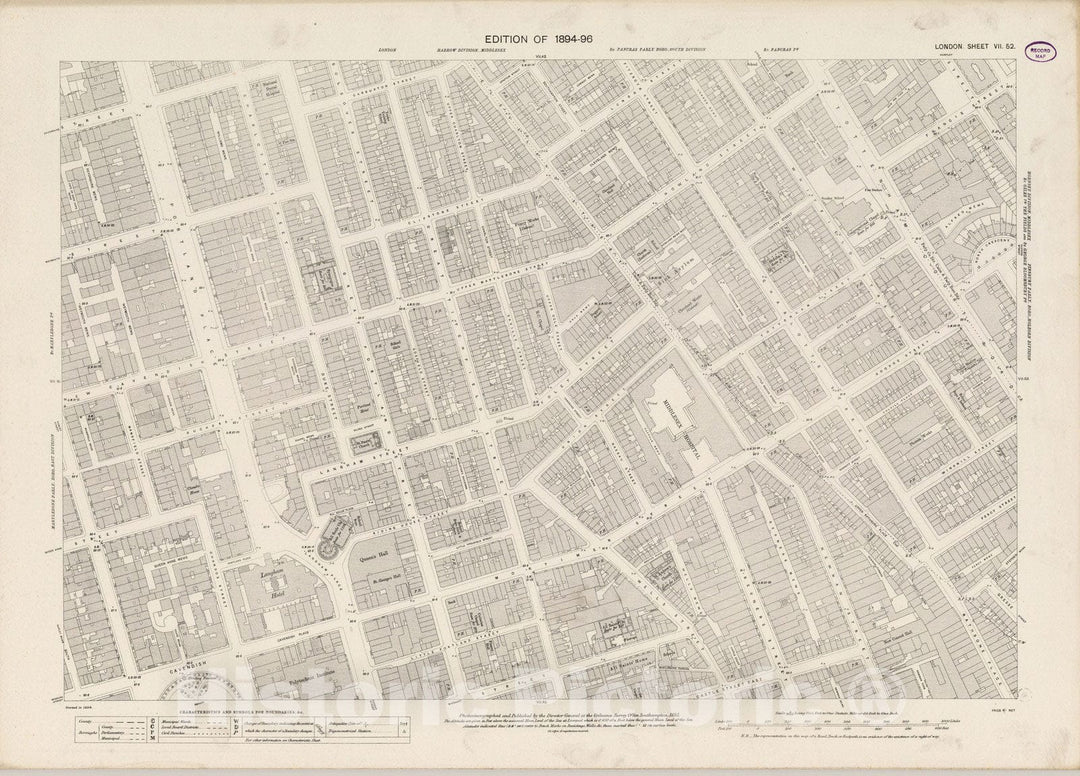 Historic Map : London (England), City Atlas Map, London Sheet VII.52 1895 - Vintage Wall Art