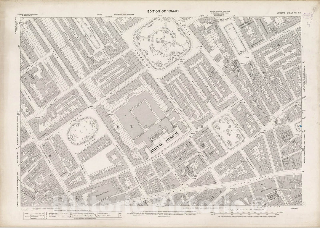 Historic Map : London (England), City Atlas Map, London Sheet VII.53 1895 - Vintage Wall Art