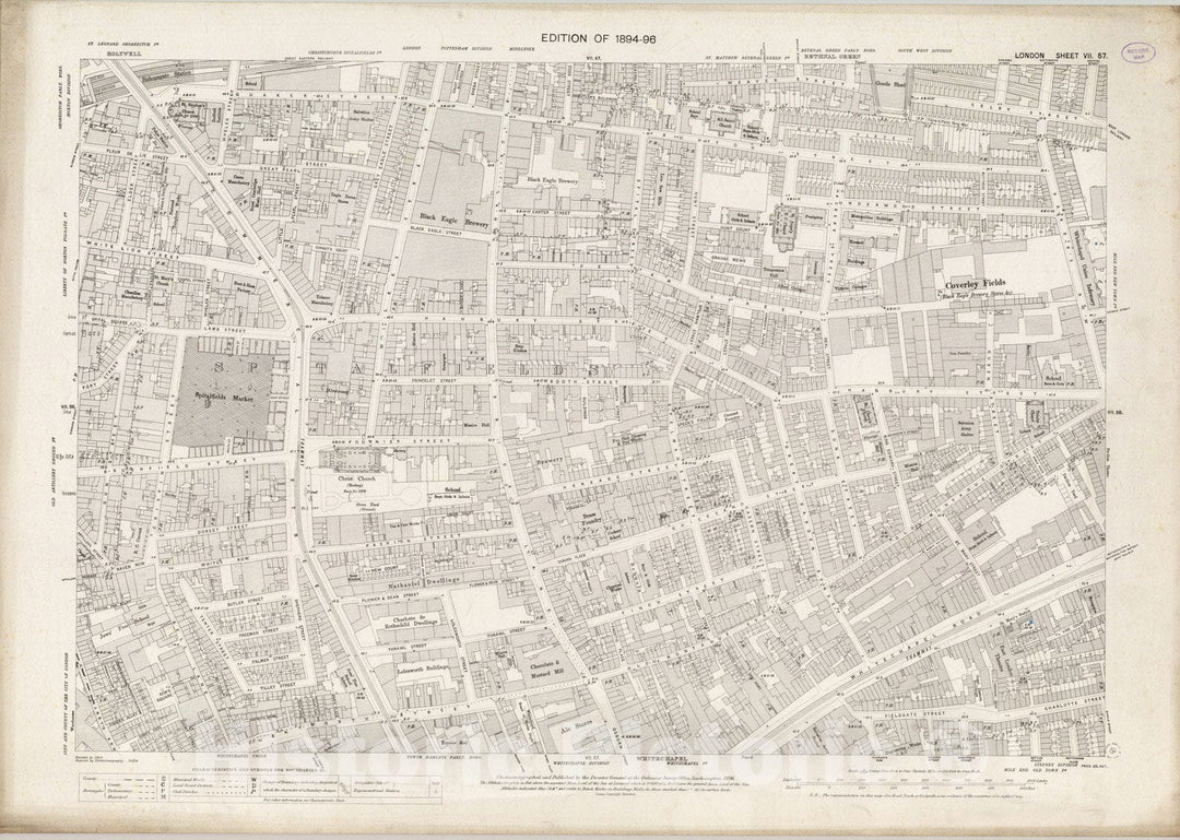 Historic Map : London (England), City Atlas Map, London Sheet VII.57 1896 - Vintage Wall Art