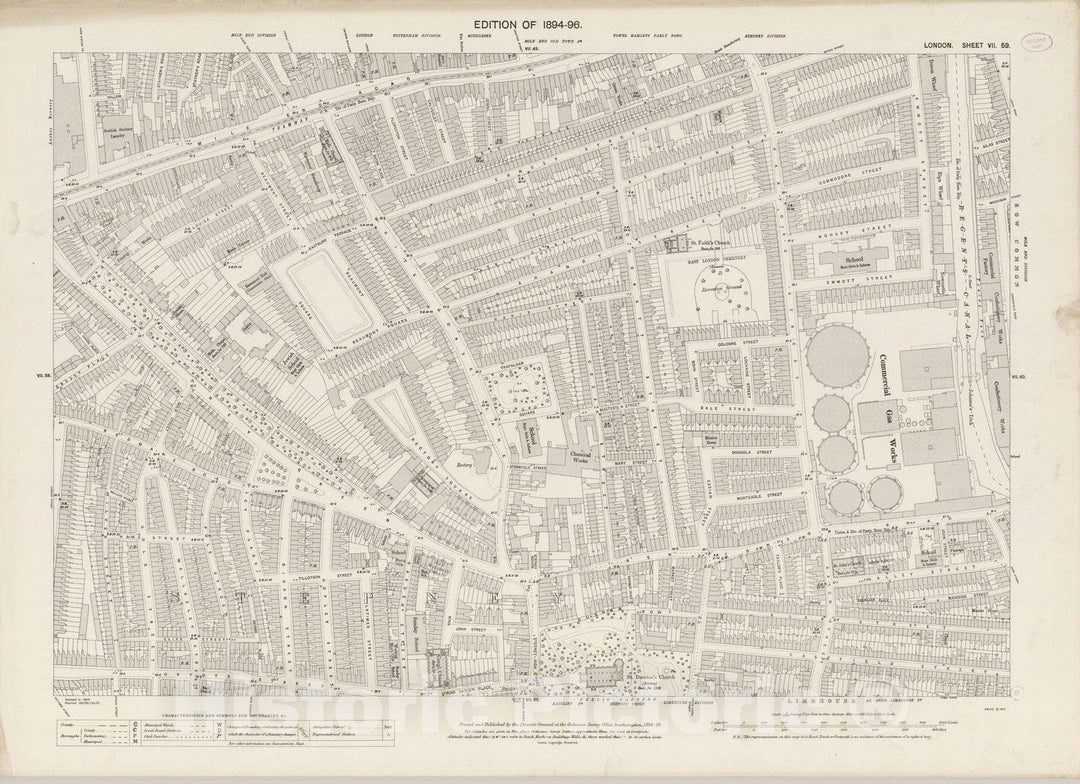 Historic Map : London (England), City Atlas Map, London Sheet VII.59 1896 - Vintage Wall Art