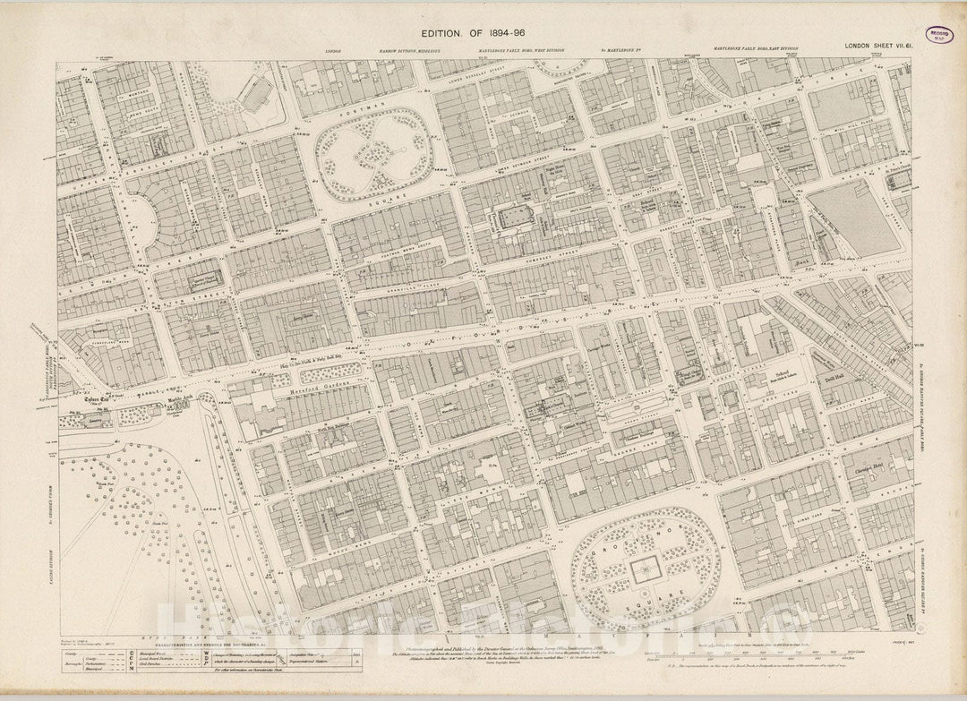 Historic Map : London (England), City Atlas Map, London Sheet VII.61 1895 - Vintage Wall Art