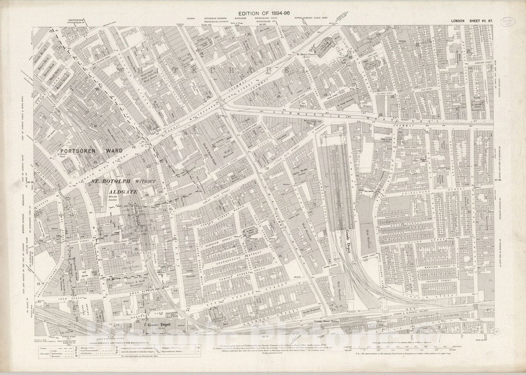 Historic Map : London (England), City Atlas Map, London Sheet VII.67 1896 - Vintage Wall Art