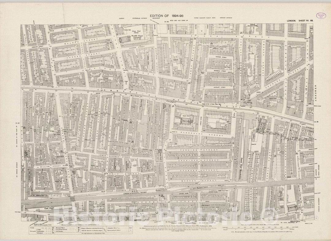 Historic Map : London (England), City Atlas Map, London Sheet VII.68 1896 - Vintage Wall Art