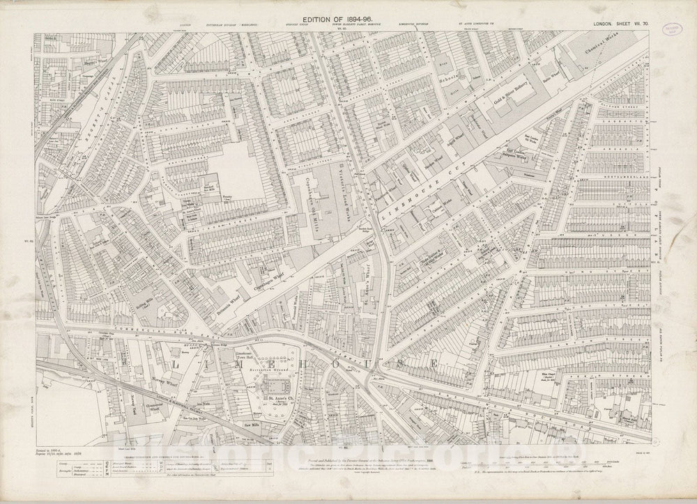 Historic Map : London (England), City Atlas Map, London Sheet VII.70 1895 - Vintage Wall Art