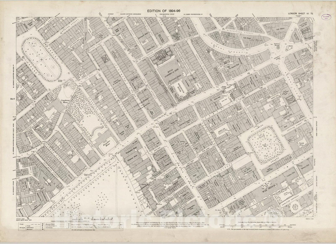 Historic Map : London (England), City Atlas Map, London Sheet VII.72 1895 - Vintage Wall Art