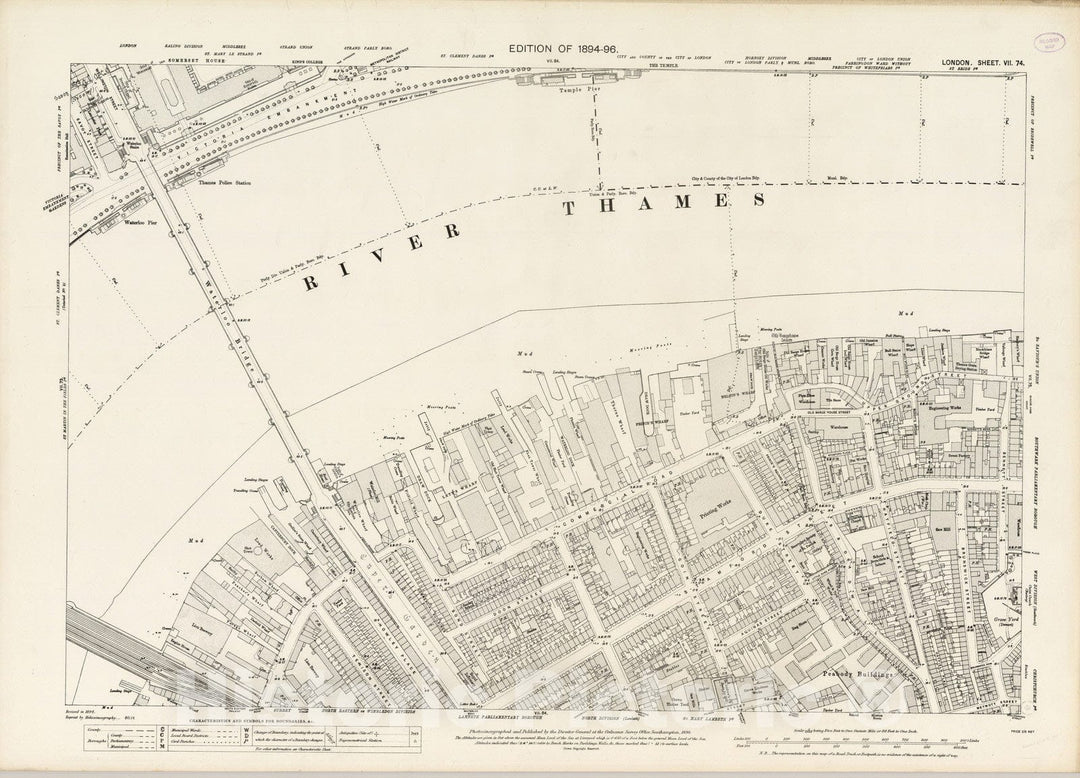 Historic Map : London (England), City Atlas Map, London Sheet VII.74 1896 - Vintage Wall Art