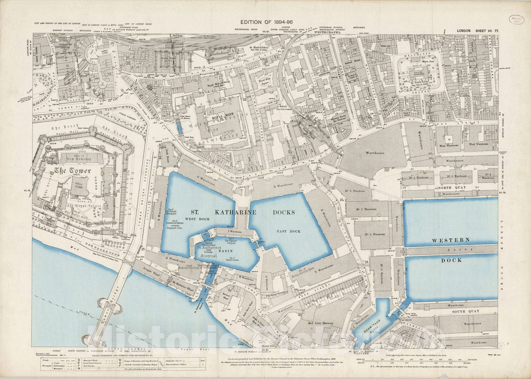 Historic Map : London (England), City Atlas Map, London Sheet VII.77 1896 - Vintage Wall Art