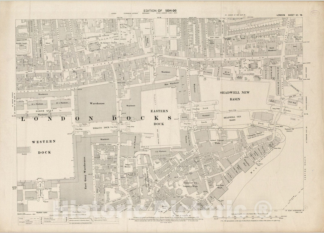 Historic Map : London (England), City Atlas Map, London Sheet VII.78 1896 - Vintage Wall Art