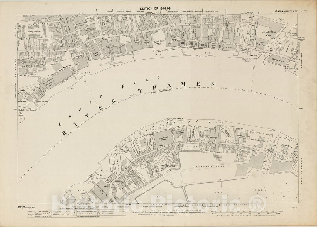 Historic Map : London (England), City Atlas Map, London Sheet VII.79 1896 - Vintage Wall Art