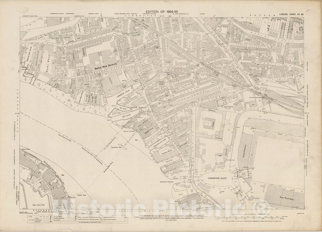 Historic Map : London (England), City Atlas Map, London Sheet VII.80 1895 - Vintage Wall Art