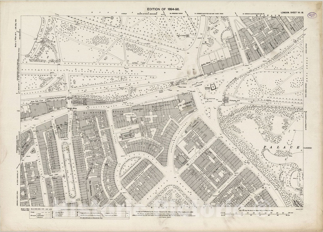 Historic Map : London (England), City Atlas Map, London Sheet VII.81 1896 - Vintage Wall Art