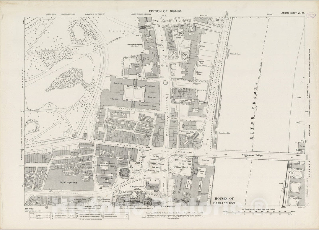 Historic Map : London (England), City Atlas Map, London Sheet VII.83 1896 - Vintage Wall Art