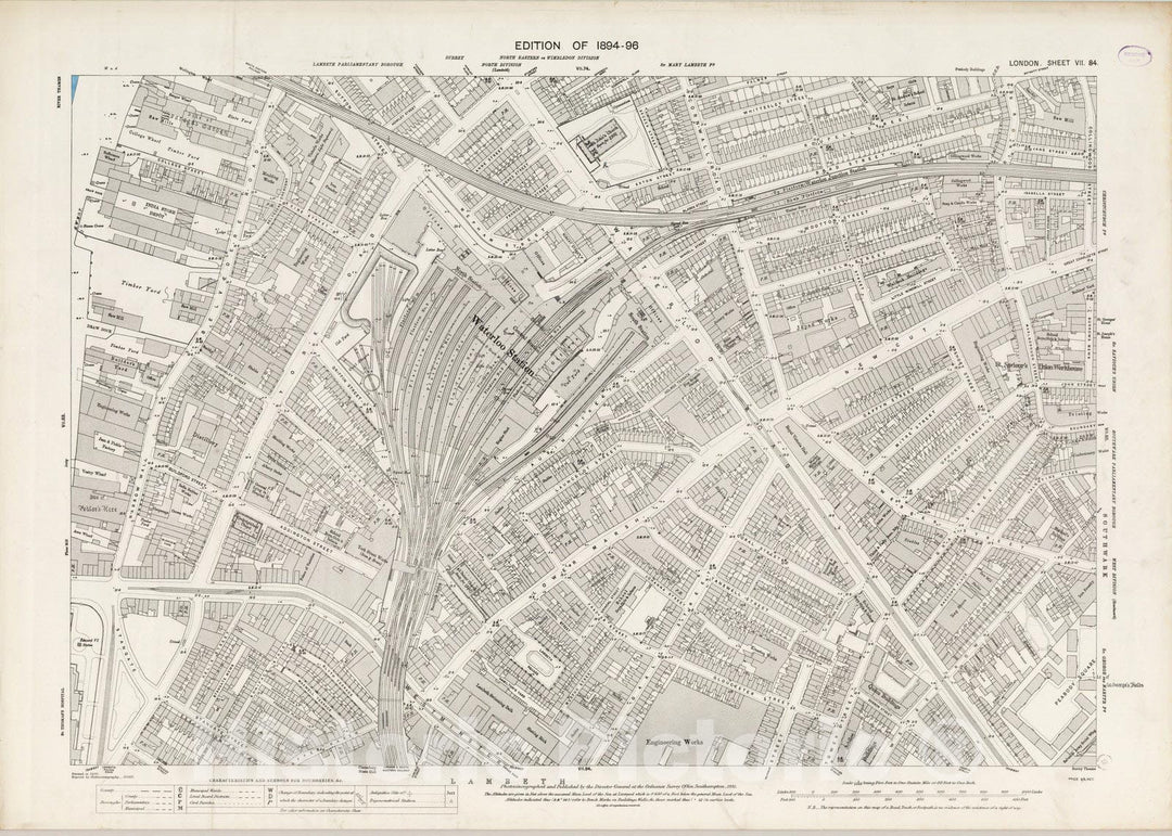 Historic Map : London (England), City Atlas Map, London Sheet VII.84 1895 - Vintage Wall Art