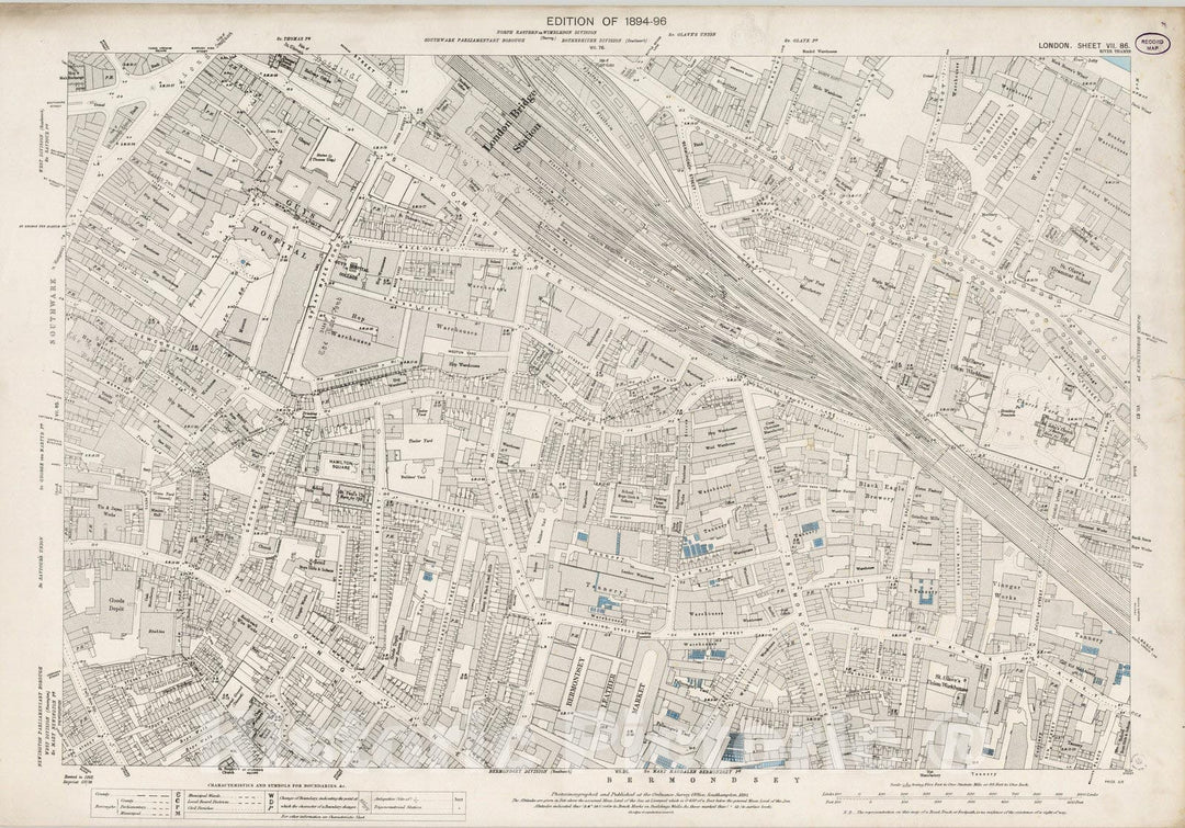 Historic Map : London (England), City Atlas Map, London Sheet VII.86 1895 - Vintage Wall Art