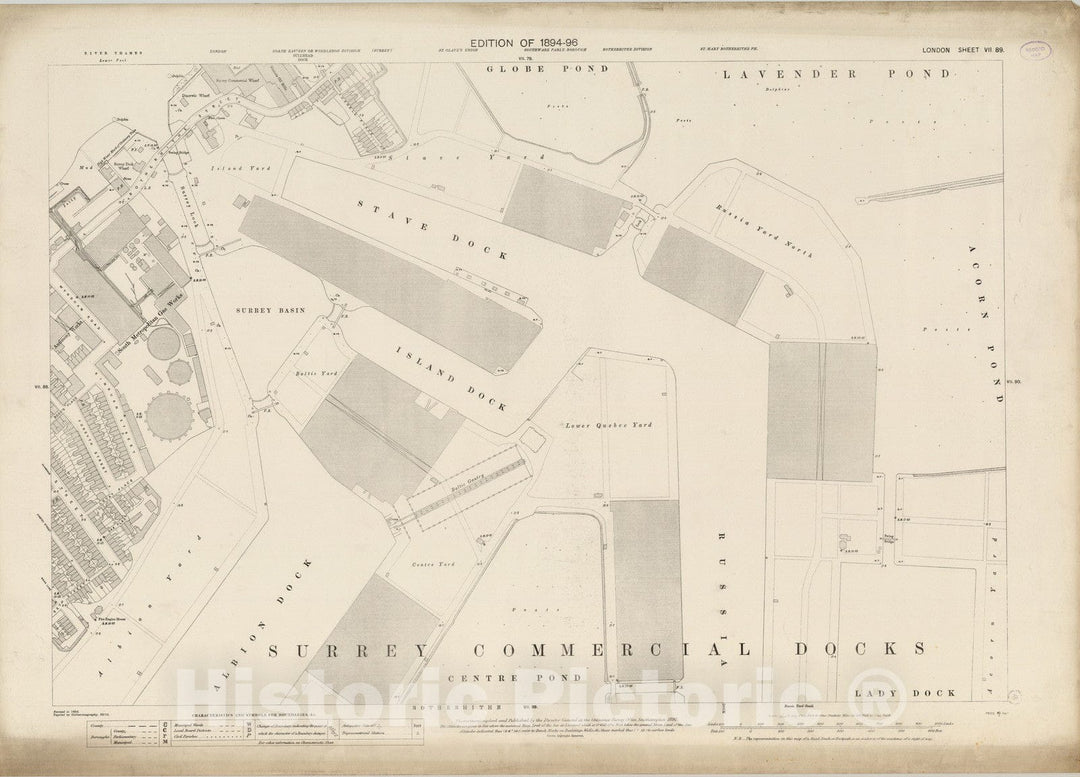 Historic Map : London (England), City Atlas Map, London Sheet VII.89 1895 - Vintage Wall Art