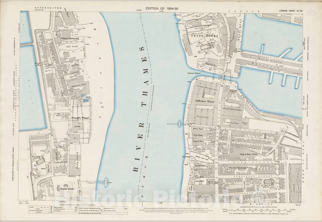 Historic Map : London (England), City Atlas Map, London Sheet VII.90 1895 - Vintage Wall Art