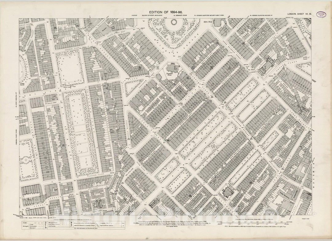 Historic Map : London (England), City Atlas Map, London Sheet VII.91 1895 - Vintage Wall Art