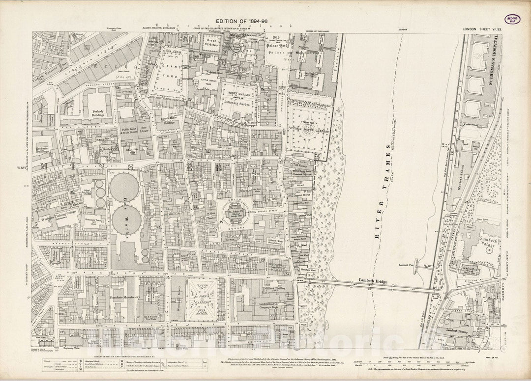 Historic Map : London (England), City Atlas Map, London Sheet VII.93 1895 - Vintage Wall Art