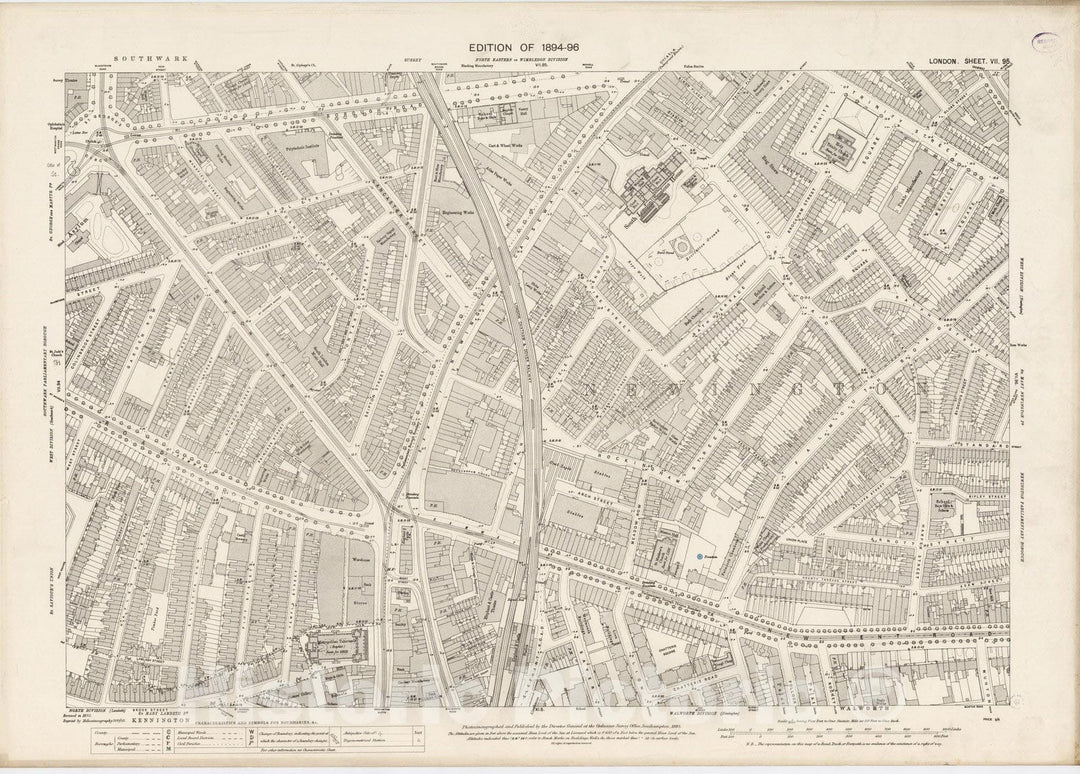 Historic Map : London (England), City Atlas Map, London Sheet VII.95 1895 - Vintage Wall Art