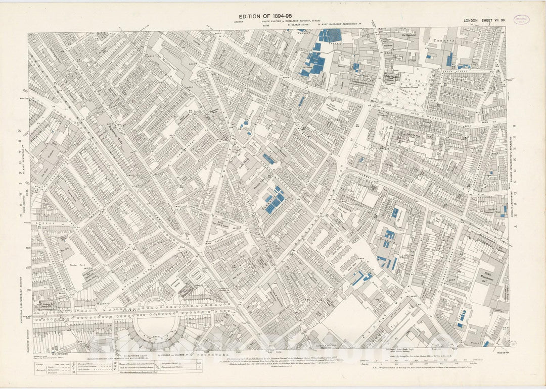 Historic Map : London (England), City Atlas Map, London Sheet VII.96 1895 - Vintage Wall Art