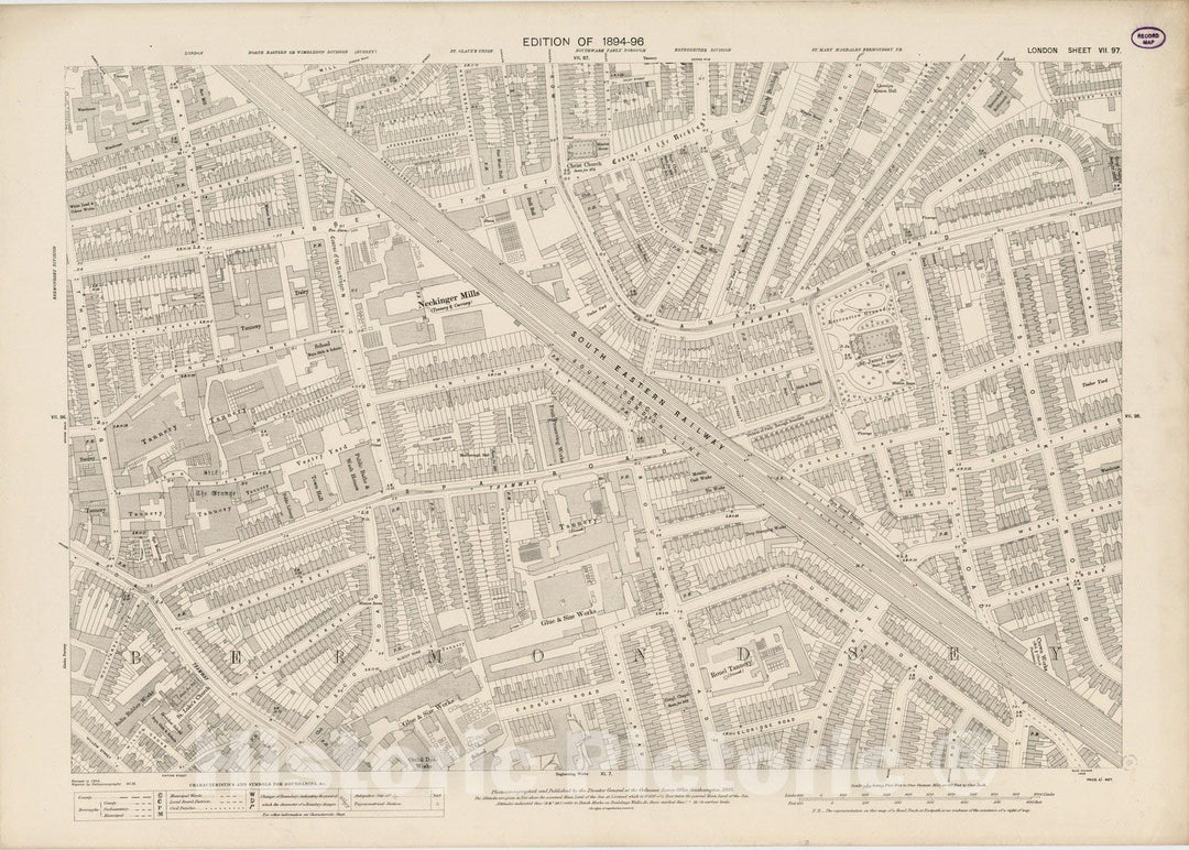 Historic Map : London (England), City Atlas Map, London Sheet VII.97 1895 - Vintage Wall Art