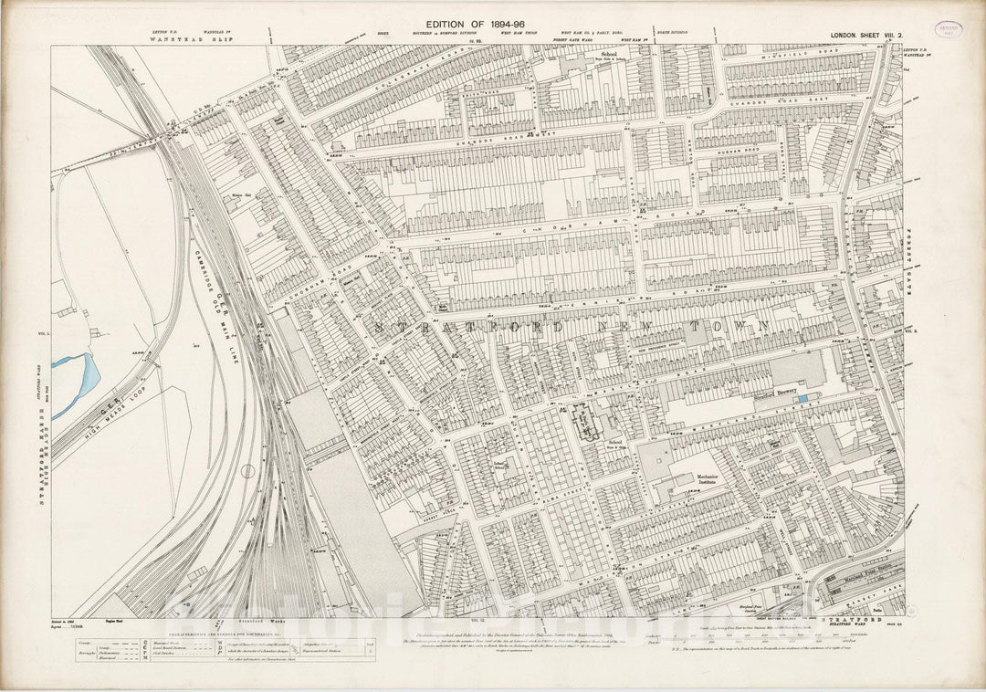 Historic Map : London (England), City Atlas Map, London Sheet VIII.2 1895 - Vintage Wall Art