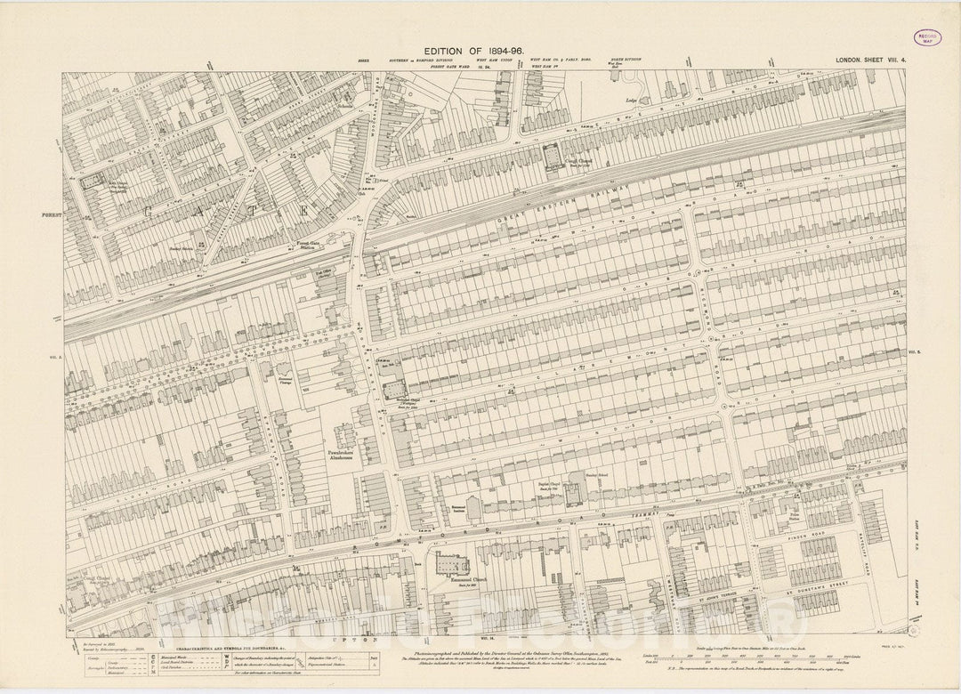 Historic Map : London (England), City Atlas Map, London Sheet VIII.4 1895 - Vintage Wall Art