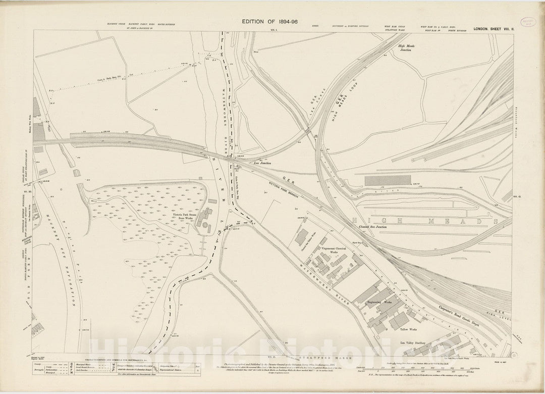 Historic Map : London (England), City Atlas Map, London Sheet VIII.11 1895 - Vintage Wall Art