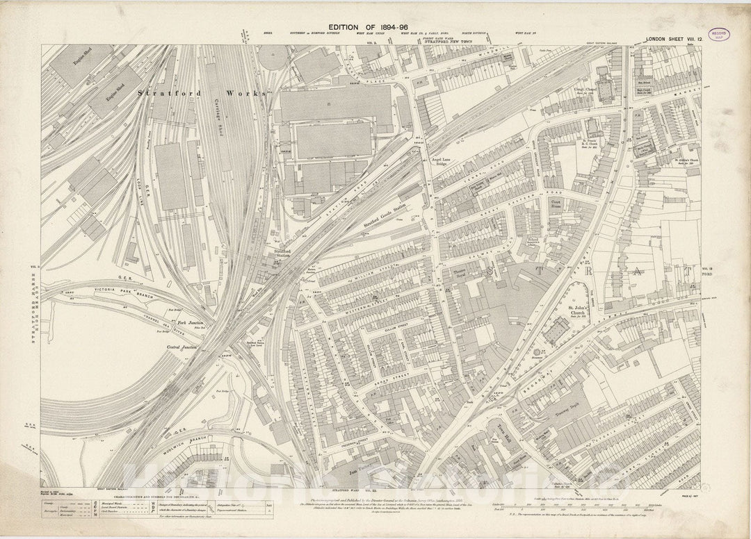 Historic Map : London (England), City Atlas Map, London Sheet VIII.12 1895 - Vintage Wall Art