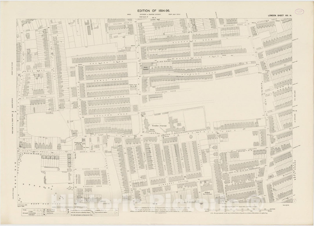 Historic Map : London (England), City Atlas Map, London Sheet VIII.14 1895 - Vintage Wall Art