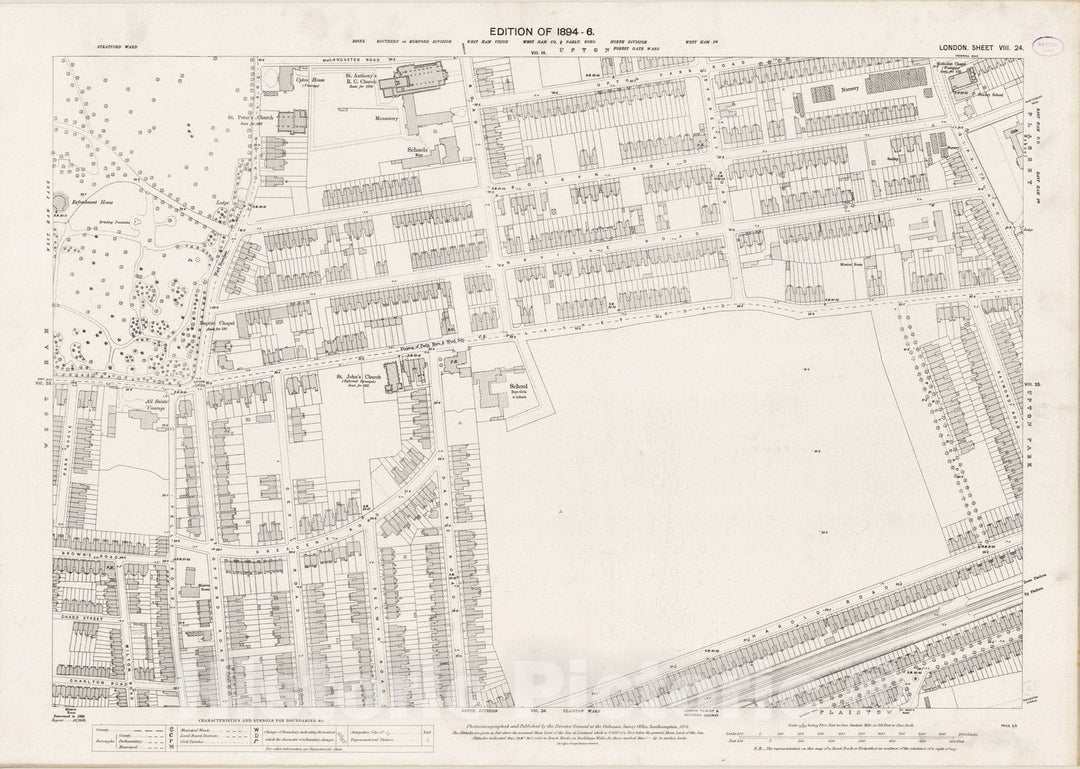 Historic Map : London (England), City Atlas Map, London Sheet VIII.24 1895 - Vintage Wall Art