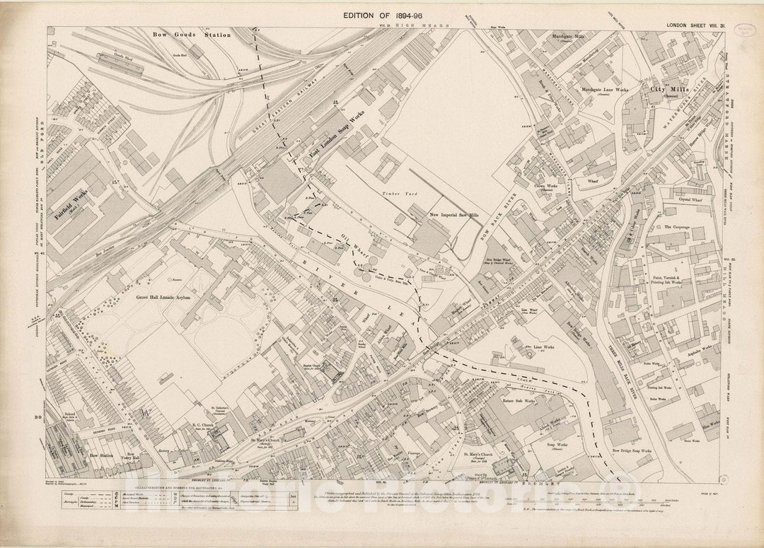 Historic Map : London (England), City Atlas Map, London Sheet VIII.31 1894 - Vintage Wall Art