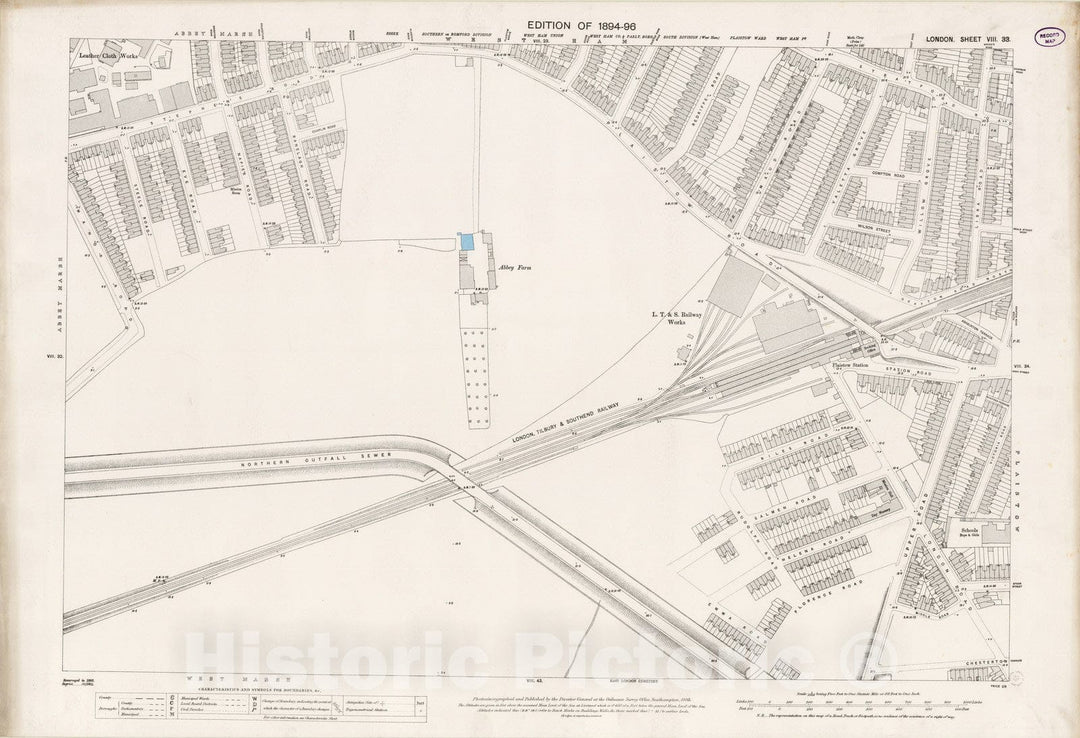 Historic Map : London (England), City Atlas Map, London Sheet VIII.33 1895 - Vintage Wall Art