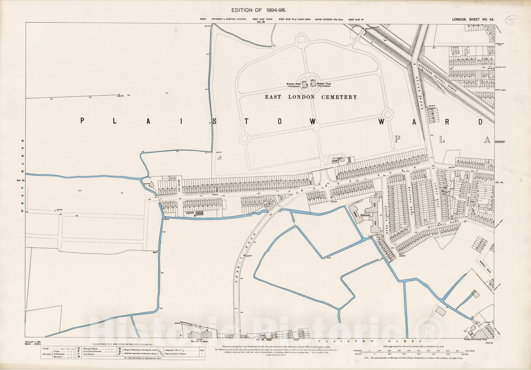 Historic Map : London (England), City Atlas Map, London Sheet VIII.43 1895 - Vintage Wall Art