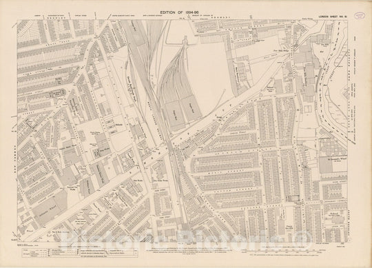 Historic Wall Map : London (England), City Atlas Map, London Sheet VIII.51 1895 - Vintage Wall Art