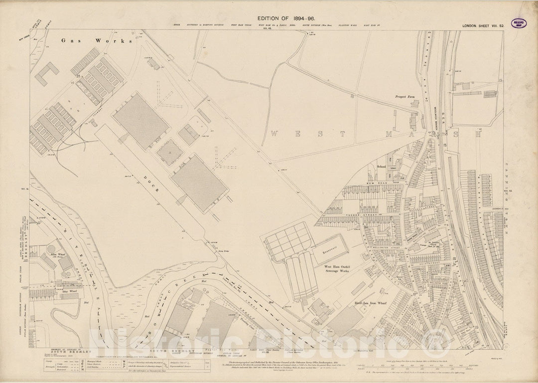 Historic Map : London (England), City Atlas Map, London Sheet VIII.52 1895 - Vintage Wall Art