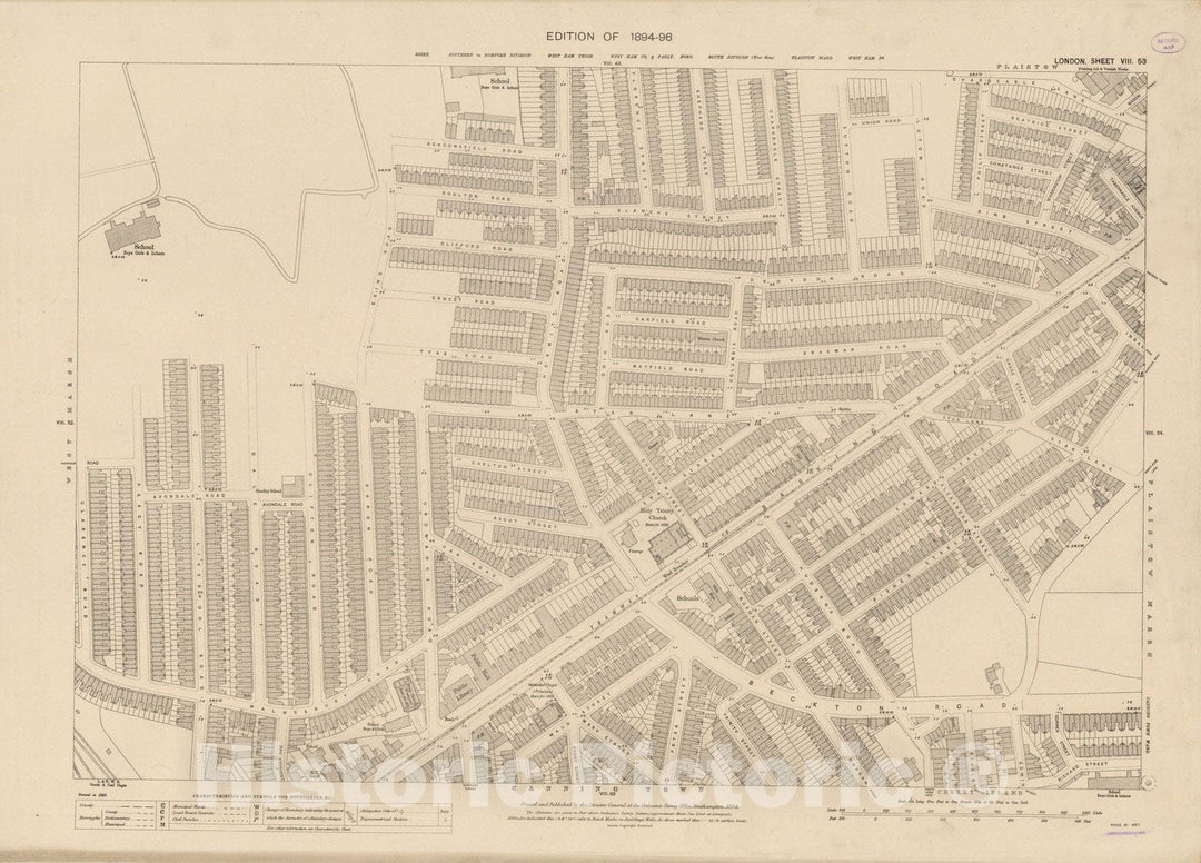 Historic Map : London (England), City Atlas Map, London Sheet VIII.53 1894 - Vintage Wall Art