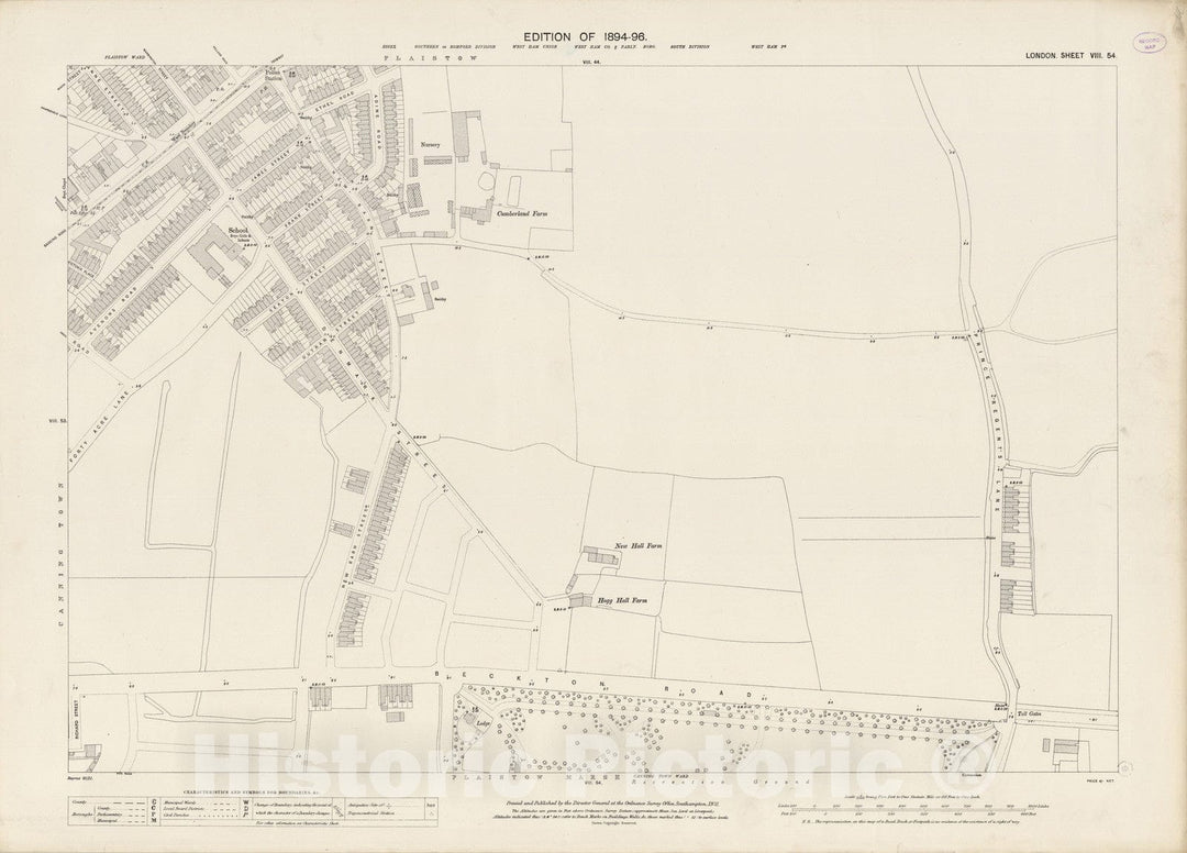 Historic Map : London (England), City Atlas Map, London Sheet VIII.54 1896 - Vintage Wall Art