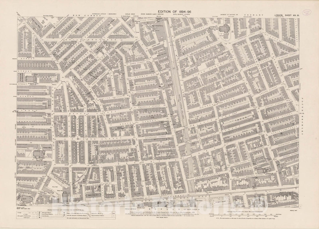 Historic Map : London (England), City Atlas Map, London Sheet VIII.61 1895 - Vintage Wall Art