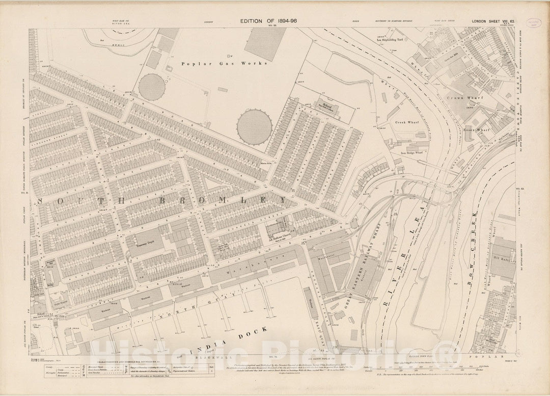 Historic Map : London (England), City Atlas Map, London Sheet VIII.62 1895 - Vintage Wall Art