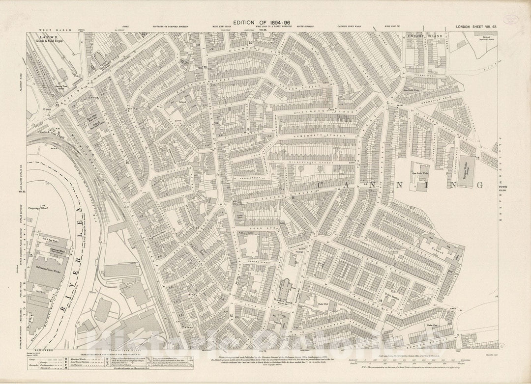 Historic Map : London (England), City Atlas Map, London Sheet VIII.63 1895 - Vintage Wall Art