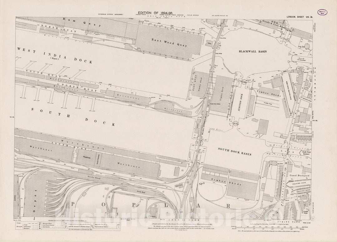 Historic Map : London (England), City Atlas Map, London Sheet VIII.81 1895 - Vintage Wall Art