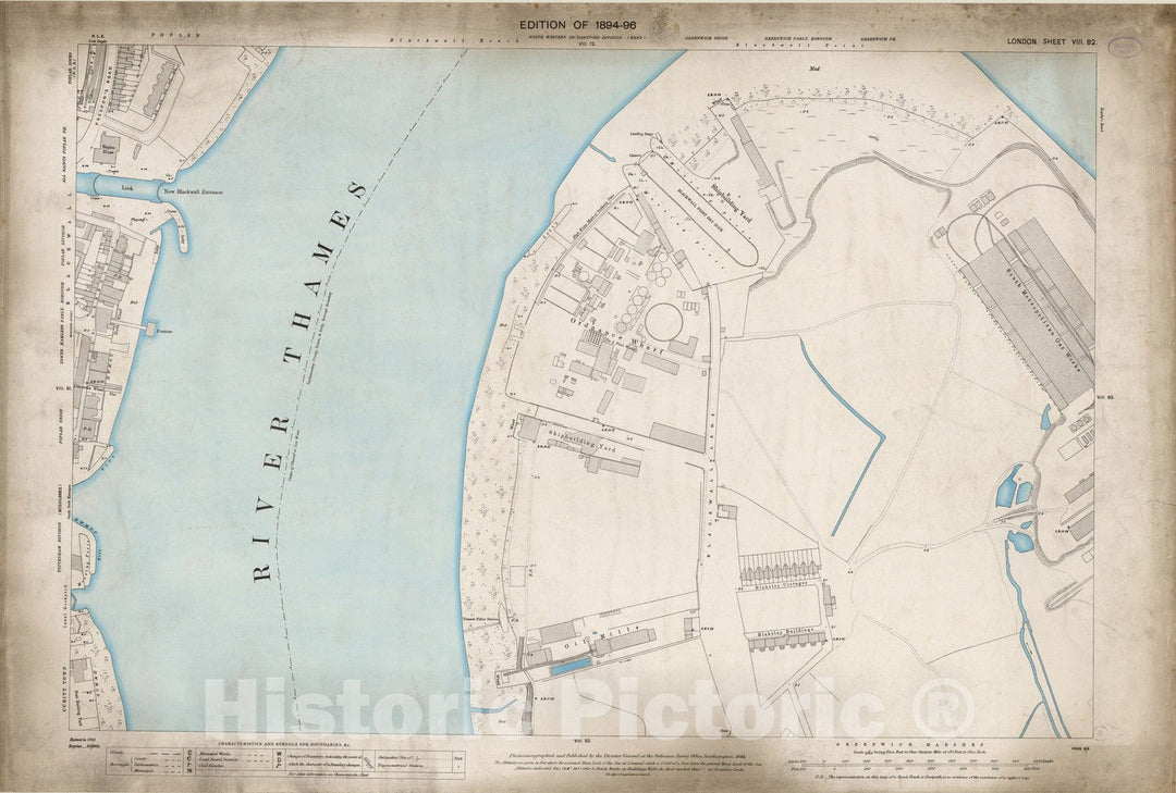 Historic Map : London (England), City Atlas Map, London Sheet VIII.82 1895 - Vintage Wall Art