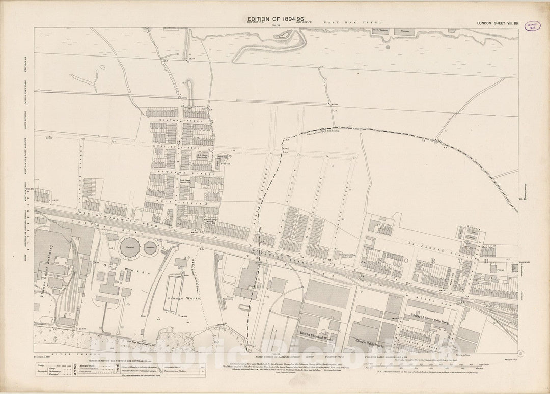 Historic Map : London (England), City Atlas Map, London Sheet VIII.86 1895 - Vintage Wall Art