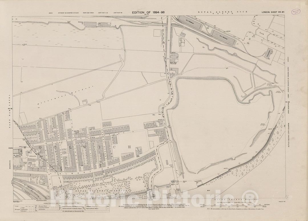 Historic Map : London (England), City Atlas Map, London Sheet VIII.87 1895 - Vintage Wall Art