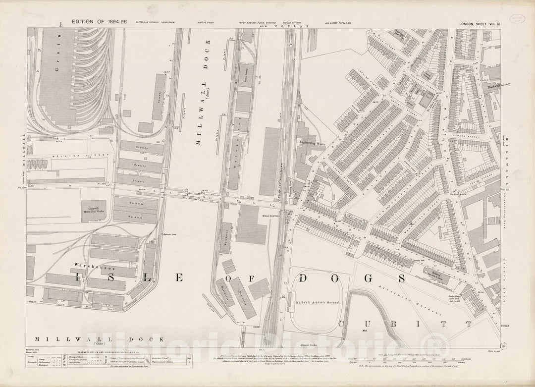 Historic Map : London (England), City Atlas Map, London Sheet VIII.91 1895 - Vintage Wall Art