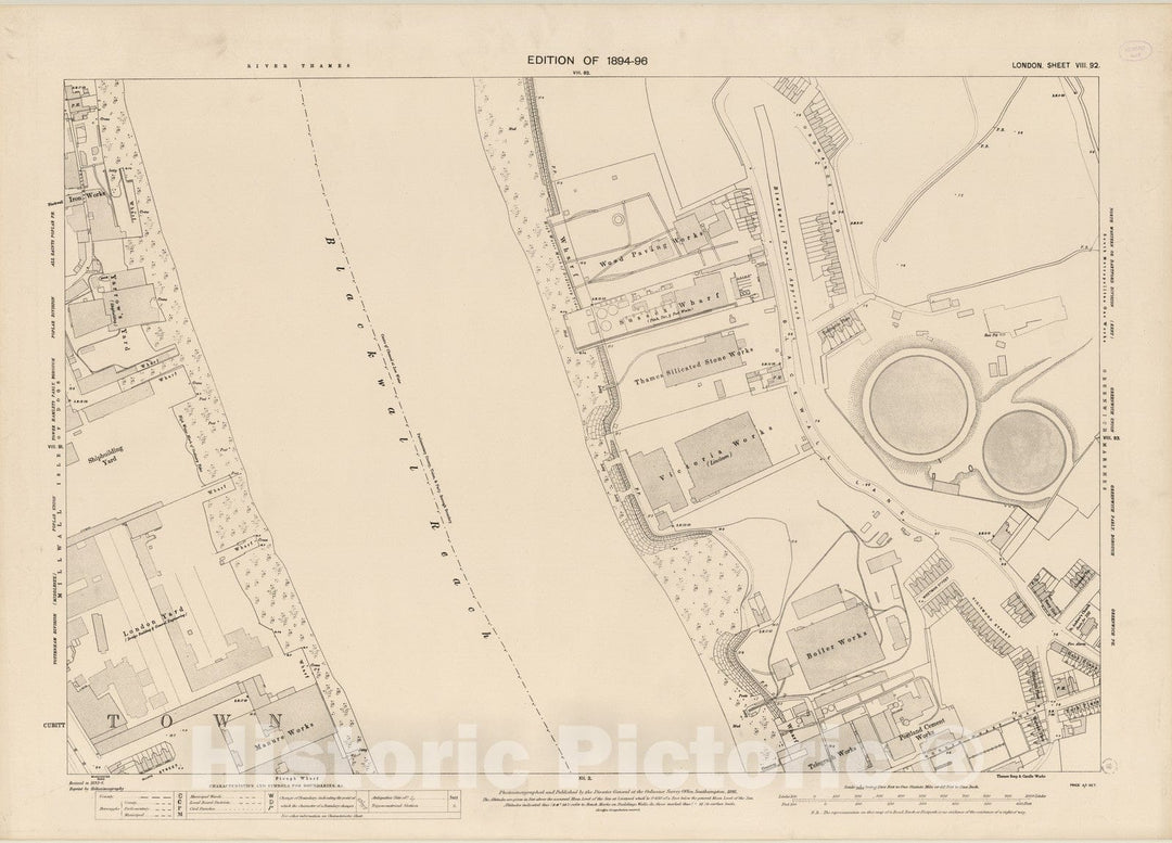 Historic Map : London (England), City Atlas Map, London Sheet VIII.92 1895 - Vintage Wall Art