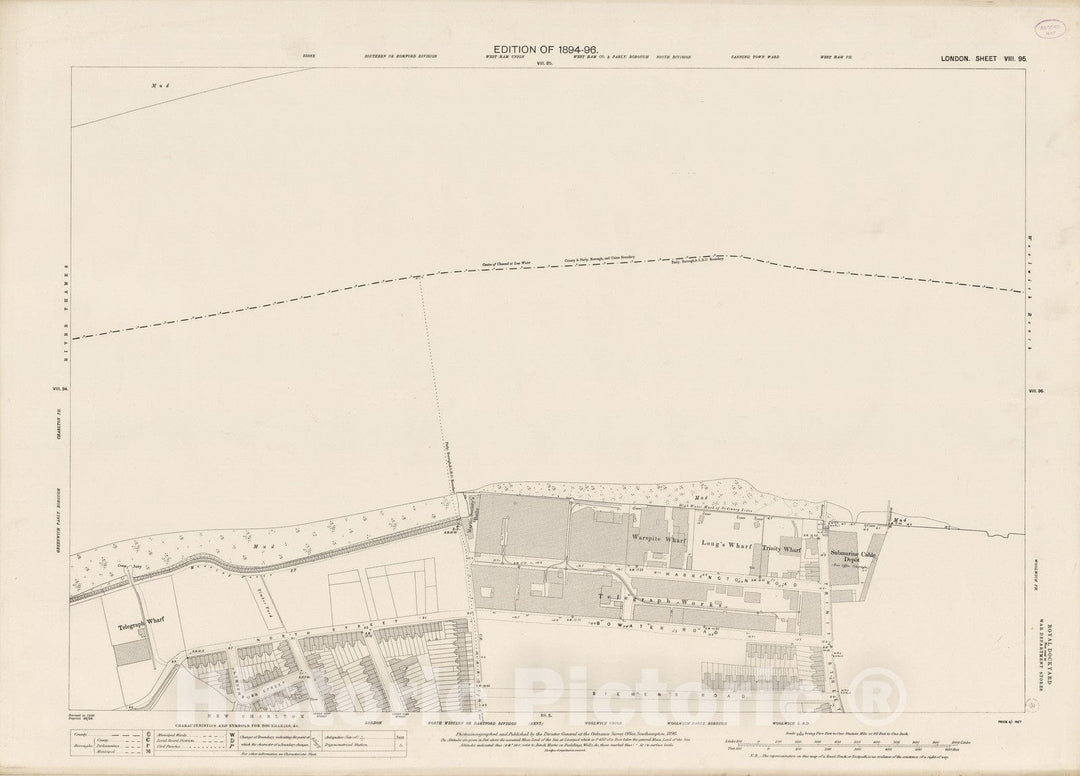 Historic Map : London (England), City Atlas Map, London Sheet VIII.95 1896 - Vintage Wall Art