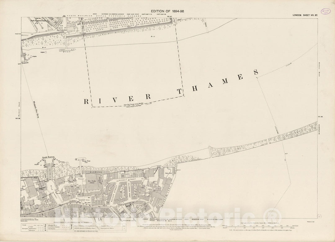 Historic Map : London (England), City Atlas Map, London Sheet VIII.97 1896 - Vintage Wall Art