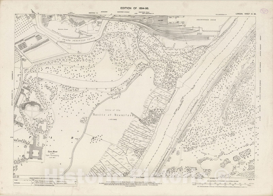 Historic Wall Map : London (England), City Atlas Map, London Sheet IX.30 1894 - Vintage Wall Art